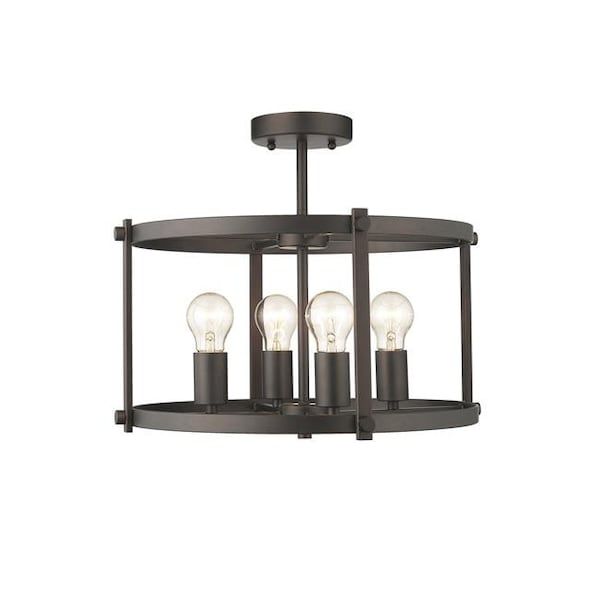 Chloe Lighting CH2H119RB18-SF4 Ironclad Farmhouse 4 Light Rubbed Bronze Convertible Semi-Flush Ceiling Fixture - 17.5 in. CH2H119RB18-SF4 - main